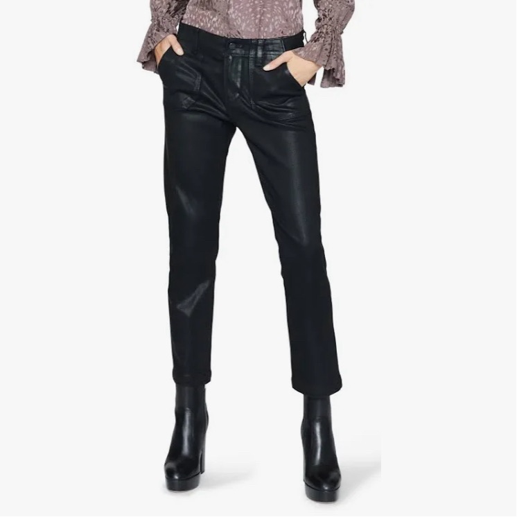 Paige Mayslie Straight Ankle Black Fog Luxe Coating